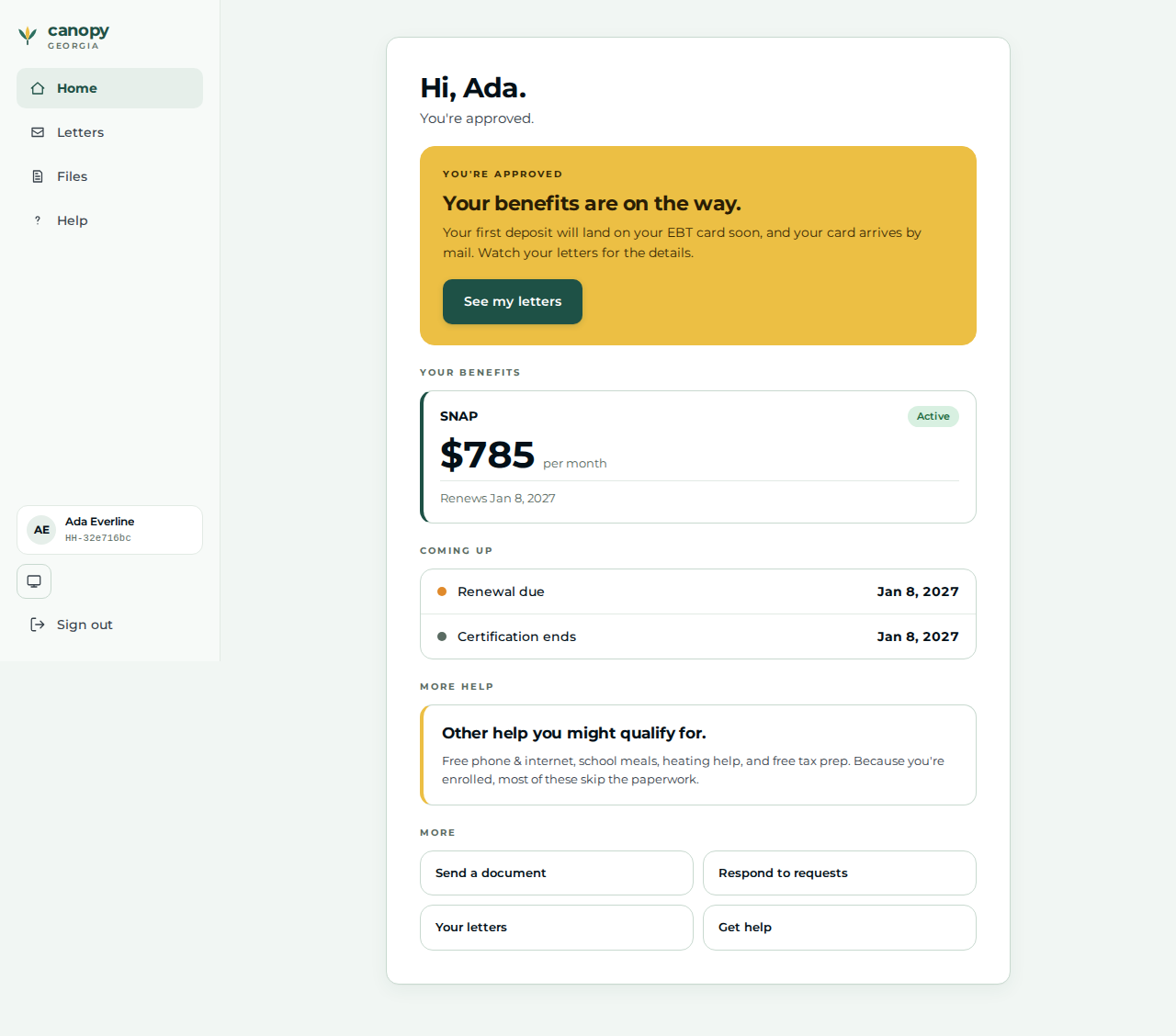 Applicant home