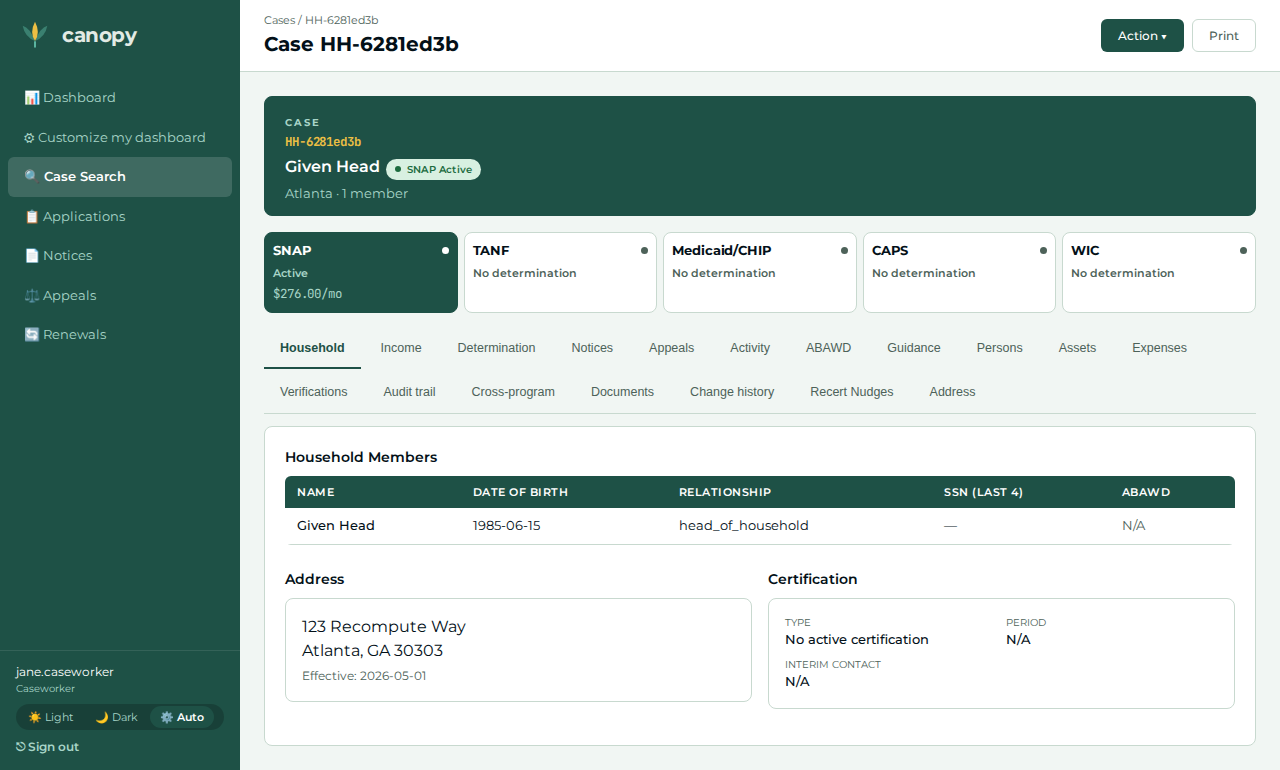 Approved case with auto-enrollment