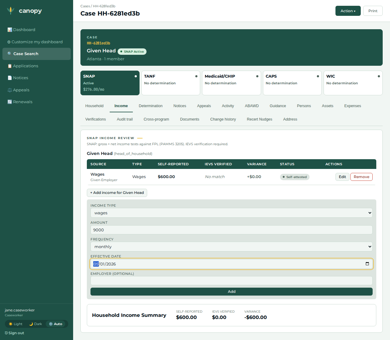 Retroactive income form