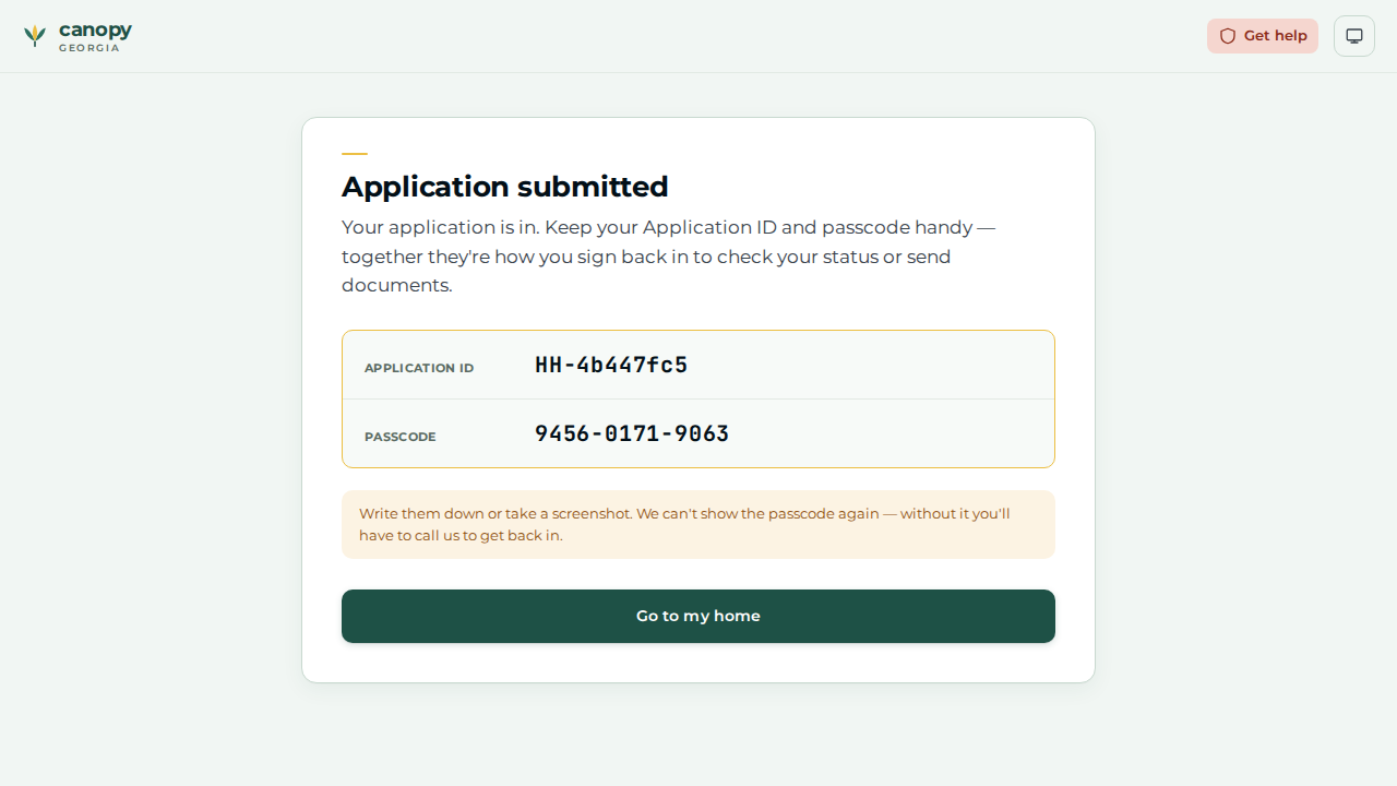 Application submitted