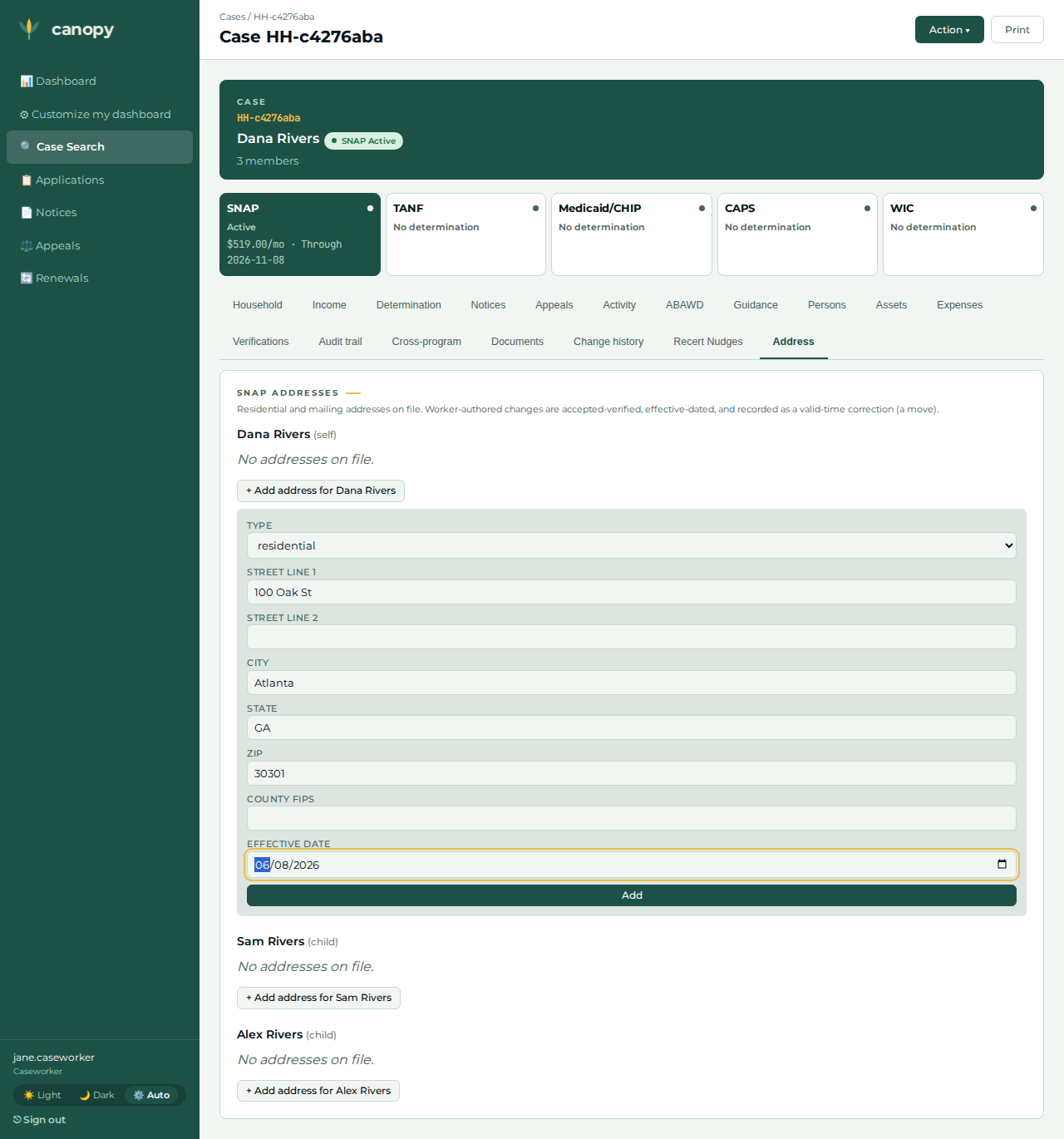 Baseline address added