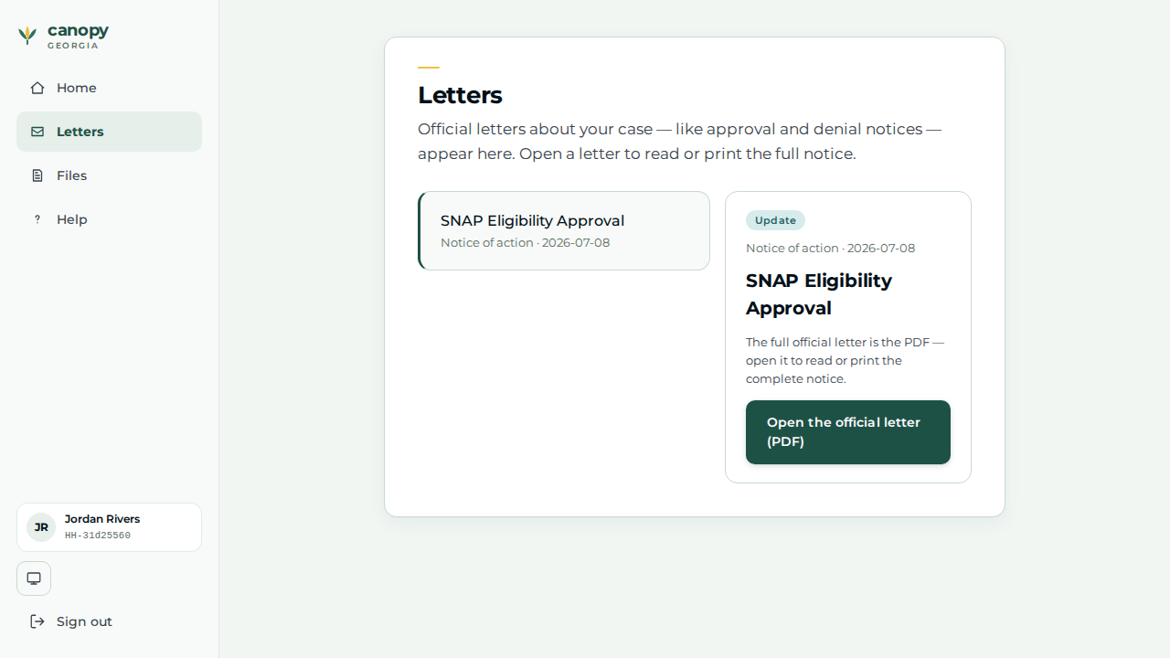 Approval letter