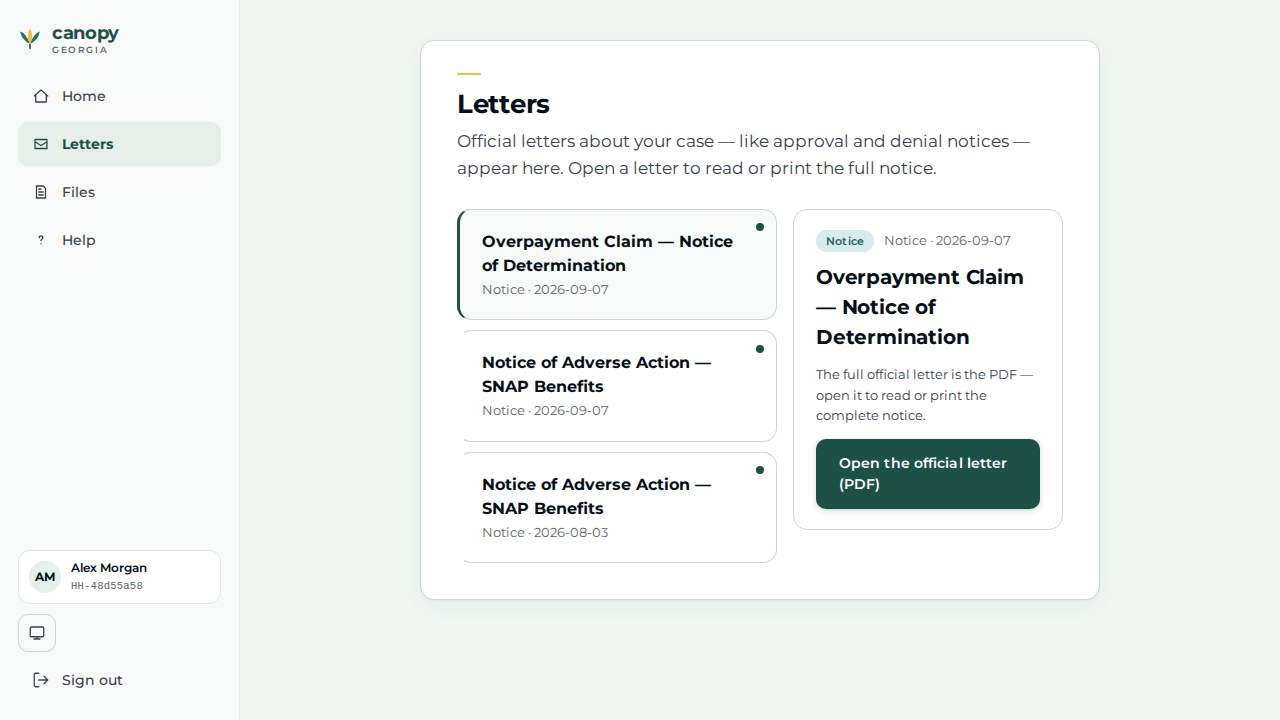 Applicant letters