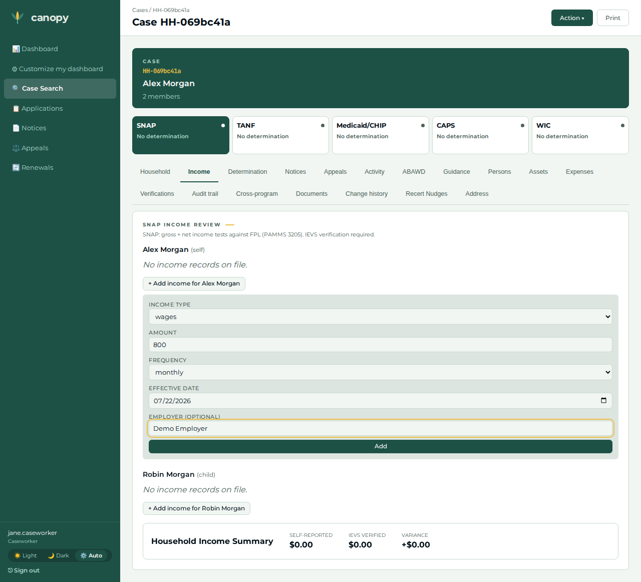 Add income form